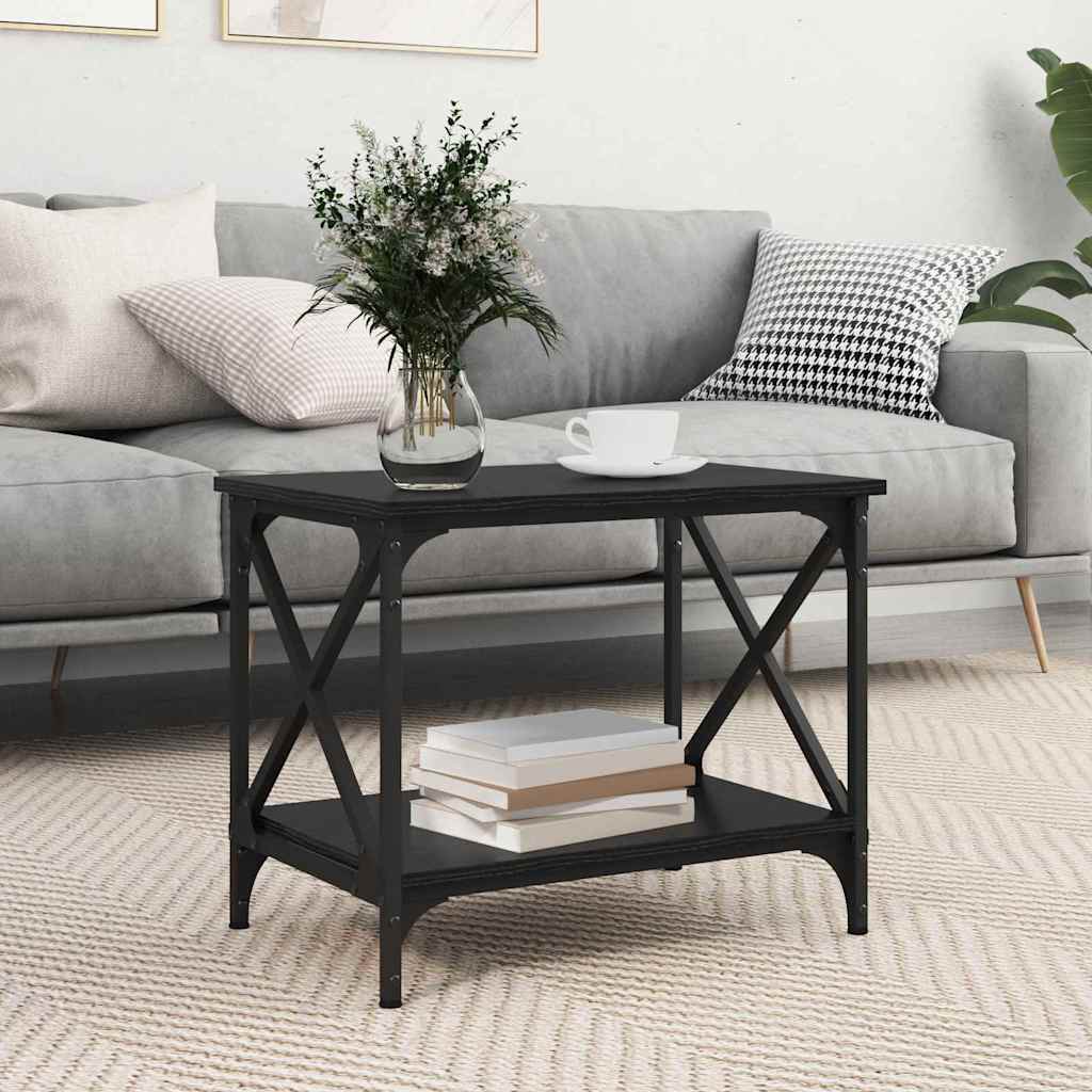 vidaXL Mesa lateral Roble Negro 55 x 38 x 45 cm Madera de ingeniería