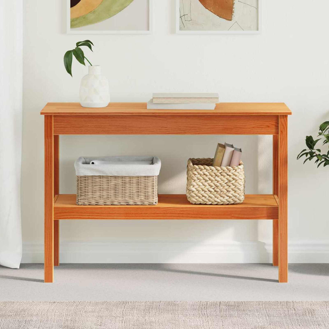 vidaXL Mesa Consola Marrón cera 110 x 40 x 75 cm Pino macizo