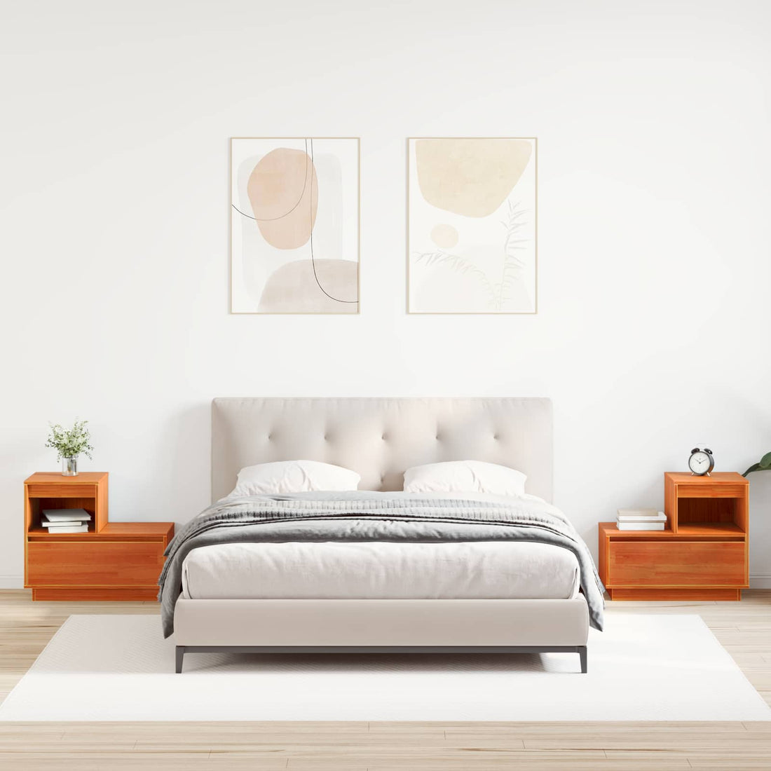 vidaXL Armario de Noche 2 uds. Marrón cera 60 x 34 x 51 cm