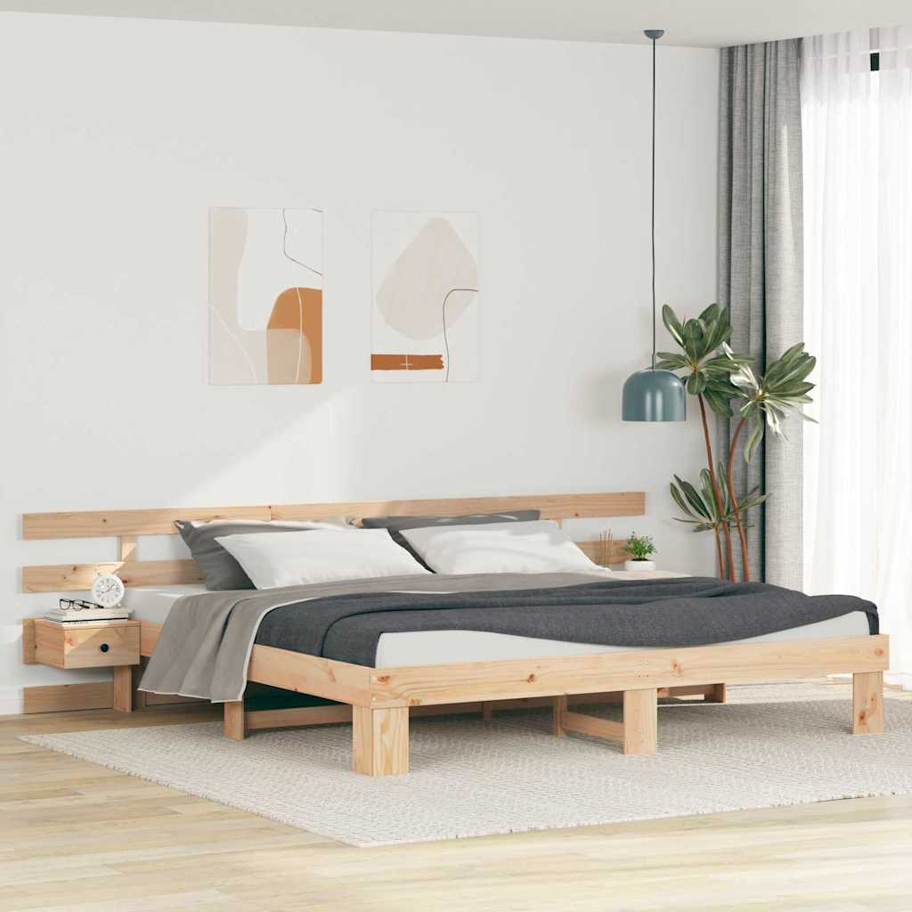 vidaXL Estructura de cama Marrón 180 x 200 cm Madera de pino macizo