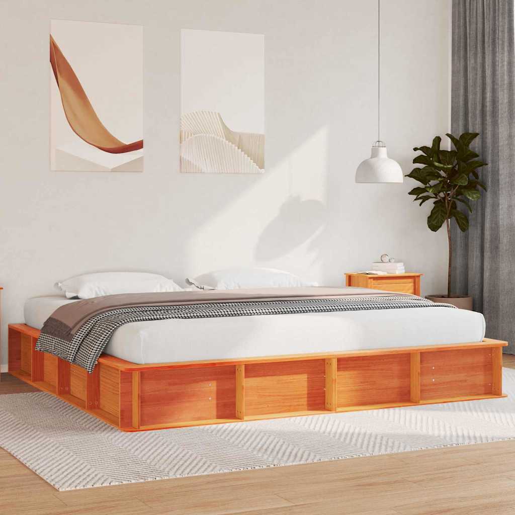 vidaXL Estructura de cama Marrón cera 180 x 200 cm