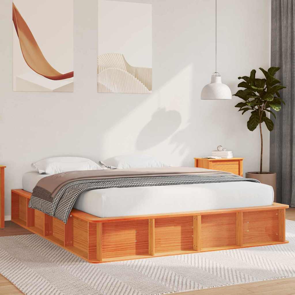 vidaXL Estructura de cama Marrón cera 150 x 200 cm