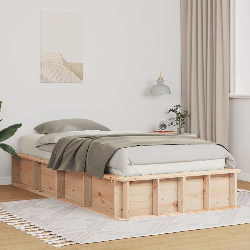 vidaXL Estructura de cama Marrón 90 x 200 cm Madera de pino macizo
