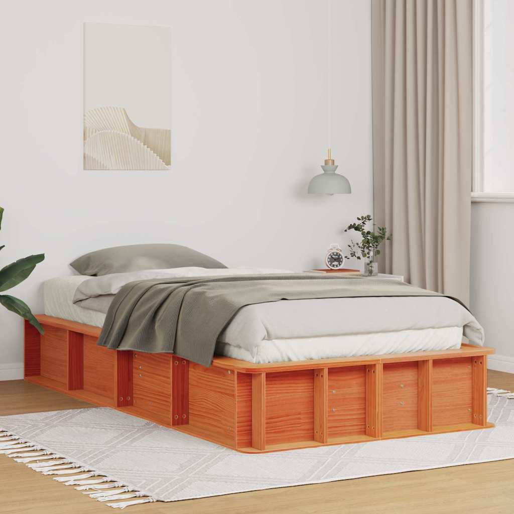 vidaXL Estructura de cama Marrón cera 90 x 200 cm