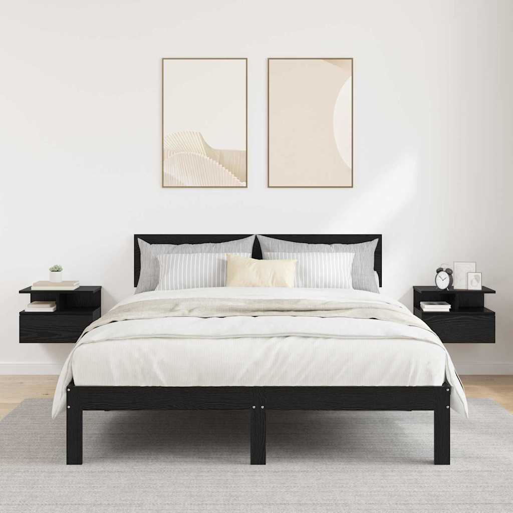 vidaXL Mesita Flotante 2 uds. Roble Negro 40 x 31 x 28 cm
