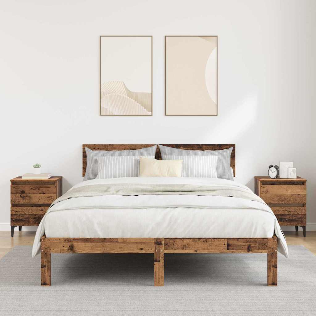 vidaXL Armario de Noche 2 uds. Madera vieja 40 x 35 x 50 cm