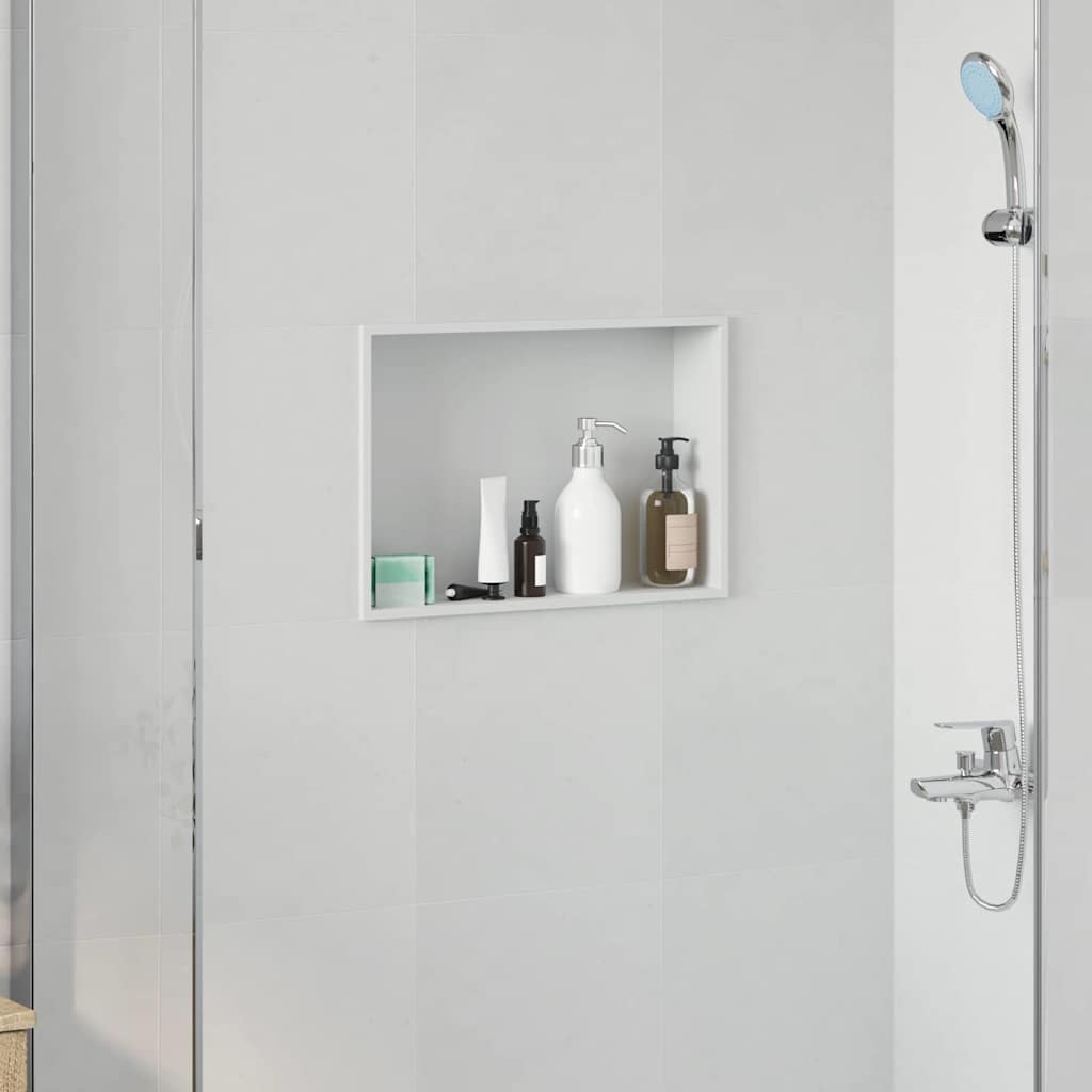 vidaXL Nichos de Ducha Blanco 45 x 30 x 9,5 cm Acero inoxidable