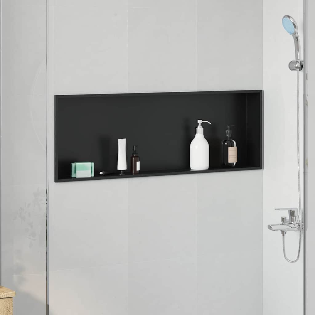 vidaXL Nichos de Ducha Negro 90 x 30 x 9,5 cm Acero inoxidable