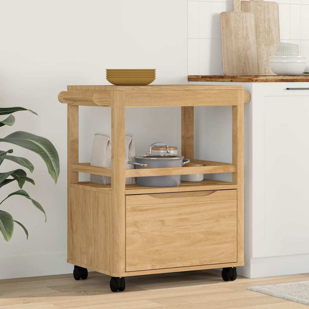 vidaXL Carro de Cocina FLORO Marrón cera 72,5 x 45 x 80 cm
