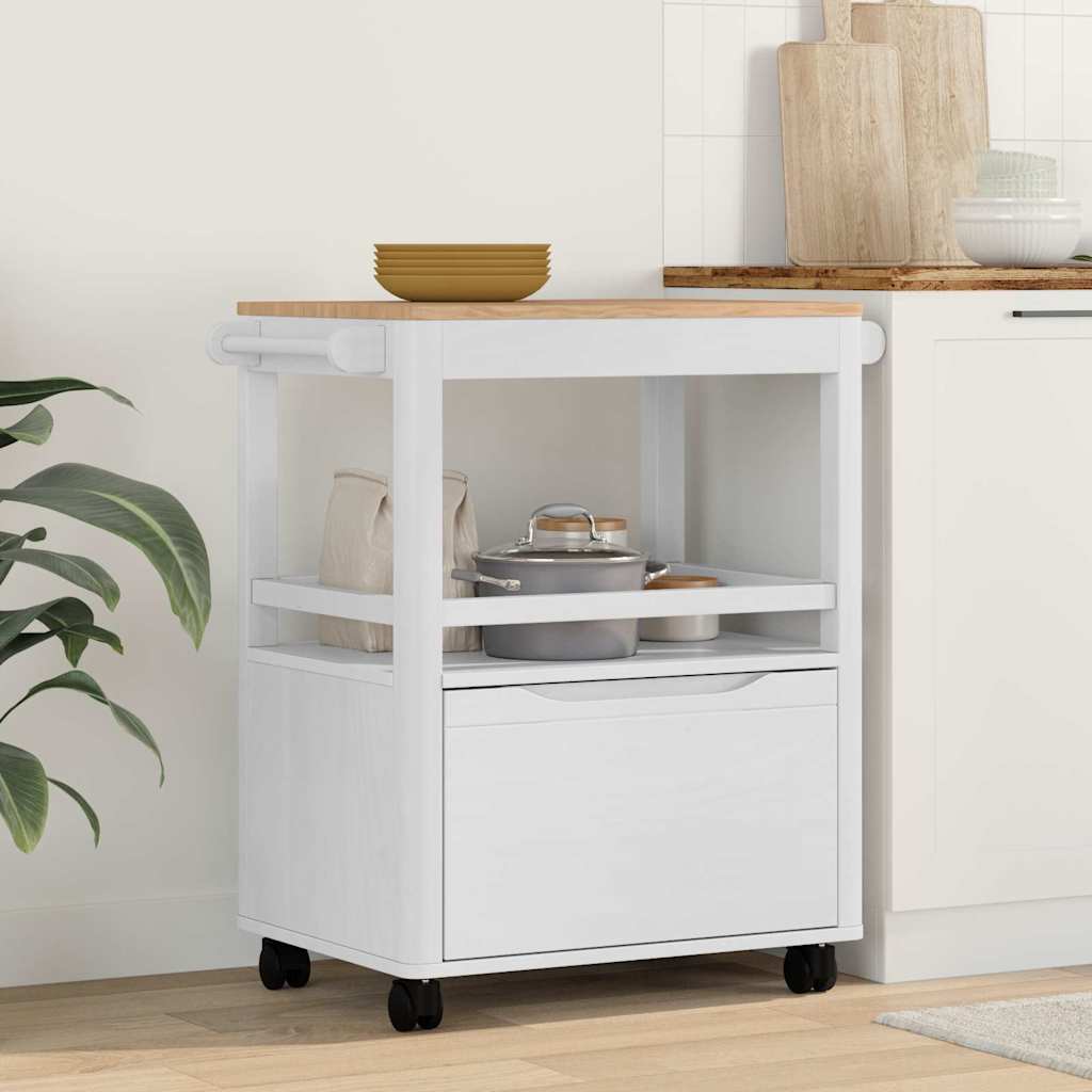 vidaXL Carro de Cocina FLORO 72,5 x 45 x 80 cm Madera de Pino Macizo