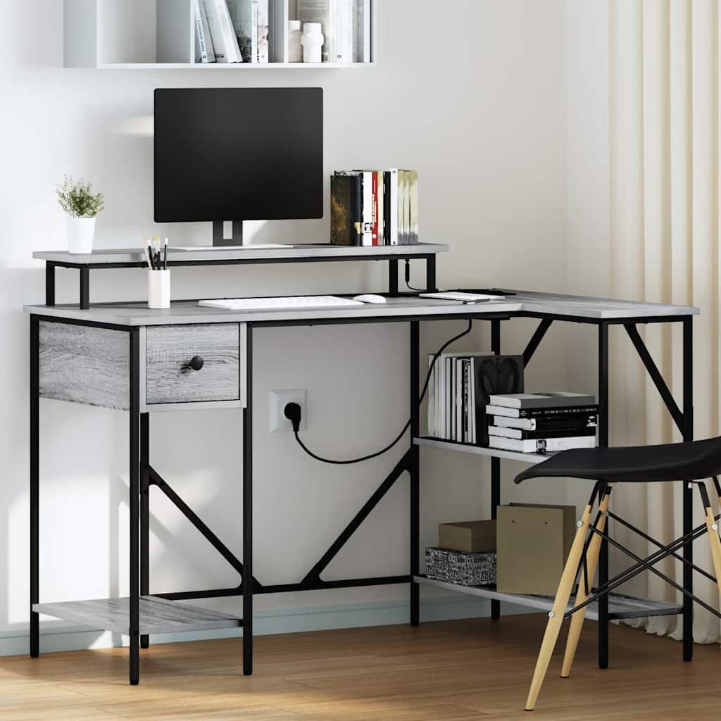 vidaXL Escritorio Gris Sonoma 120 x 79 x 86,5 cm Madera de ingeniería