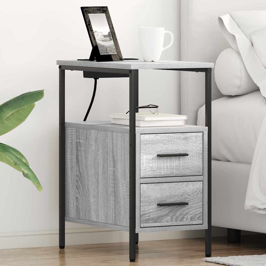 vidaXL Armario de Noche 2 uds. Gris Sonoma 30 x 48 x 61 cm