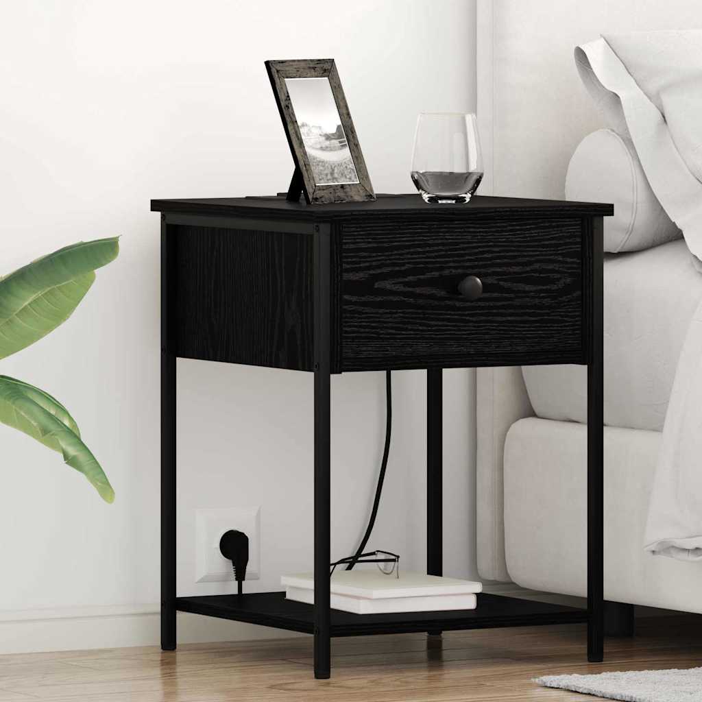 vidaXL Armario de Noche Roble Negro 42 x 41 x 56 cm