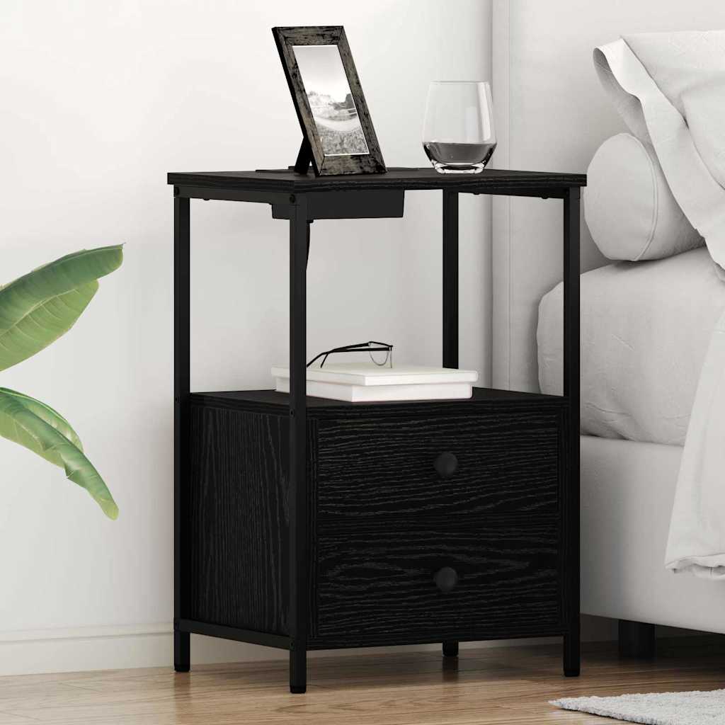 vidaXL Armario de Noche Roble Negro 40 x 31 x 60 cm