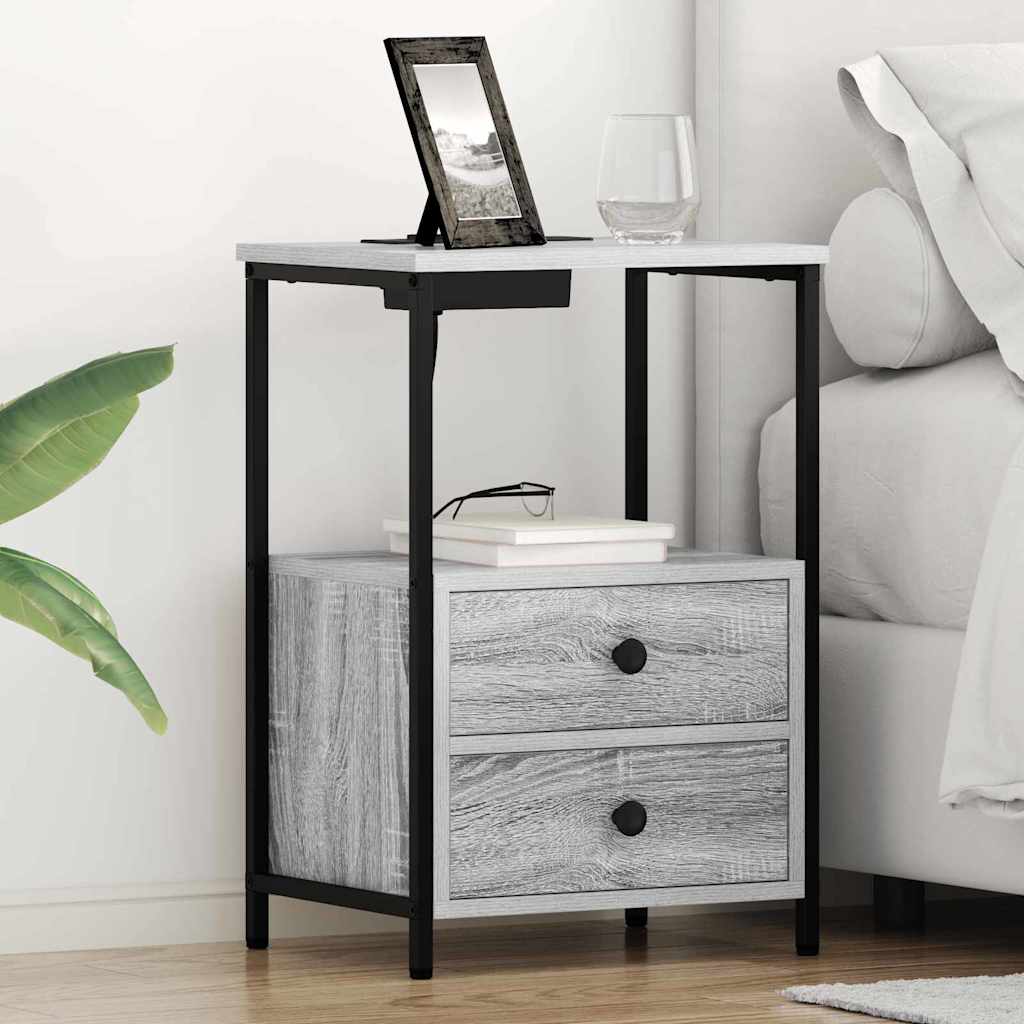 vidaXL Armario de Noche 2 uds. Gris Sonoma 40 x 31 x 60 cm