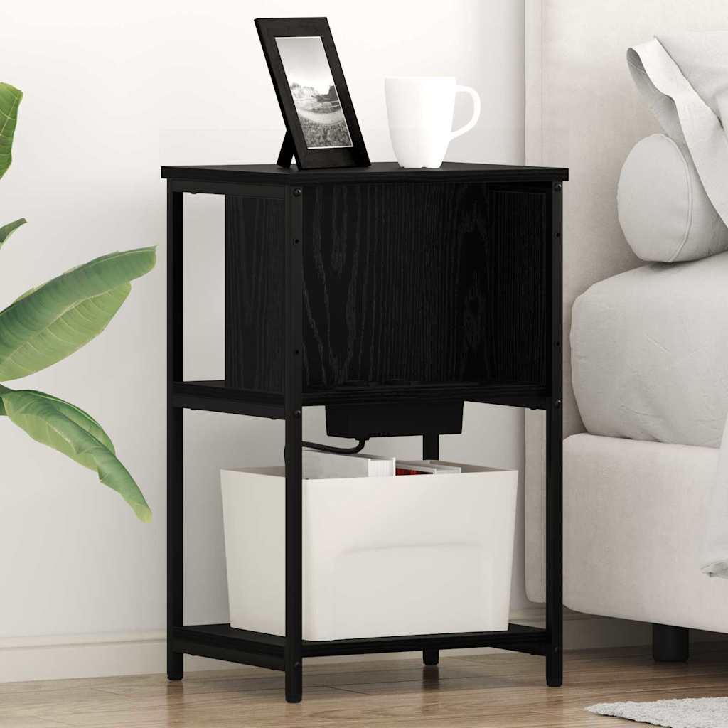 vidaXL Armario de Noche 2 uds. Roble Negro 38 x 31 x 61 cm
