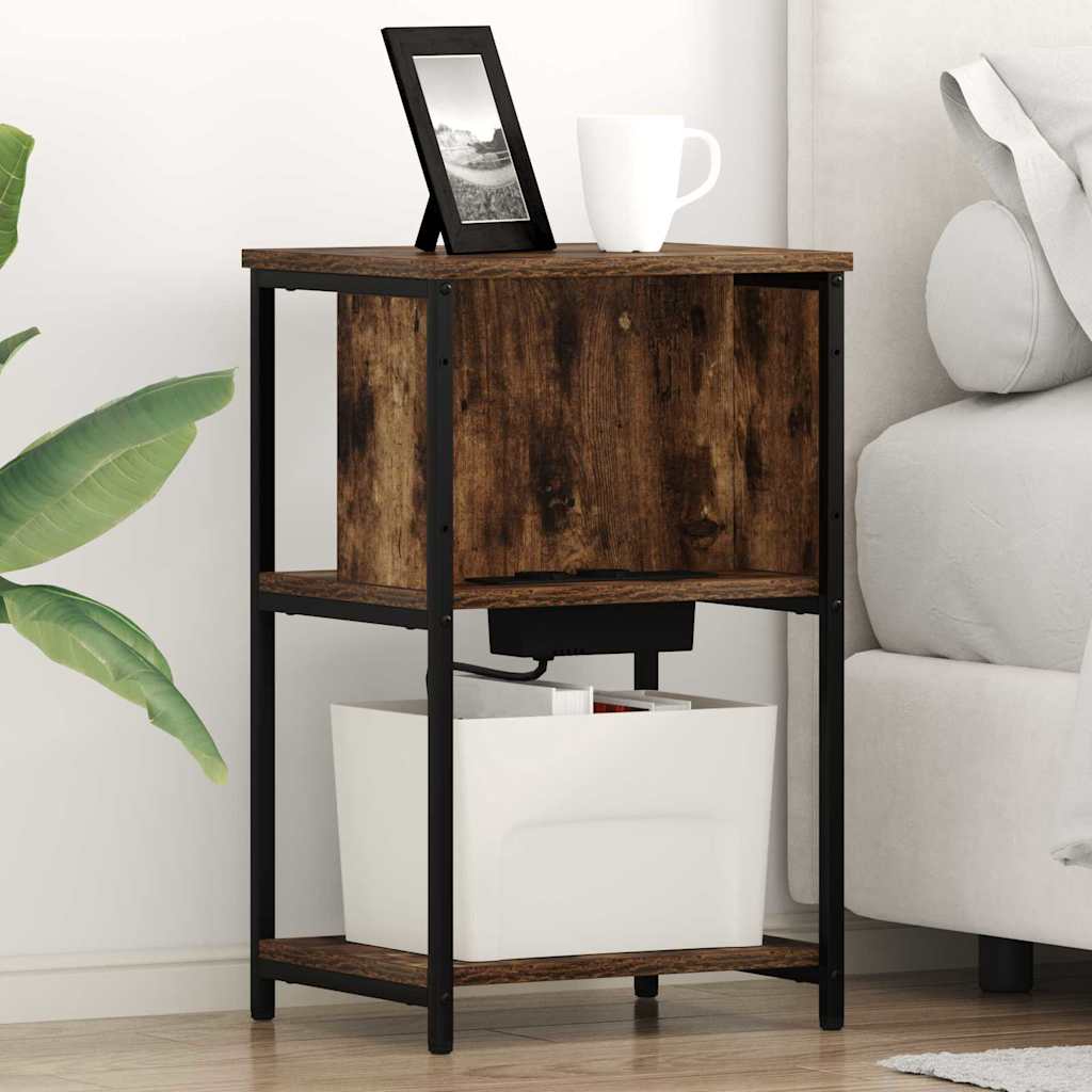 vidaXL Armario de Noche 2 uds. Roble ahumado 38 x 31 x 61 cm