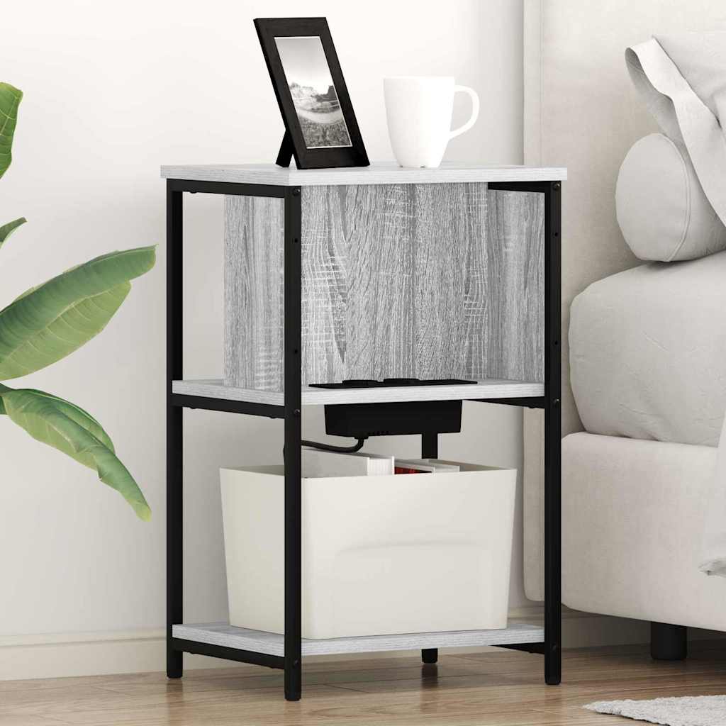 vidaXL Armario de Noche 2 uds. Gris Sonoma 38 x 31 x 61 cm