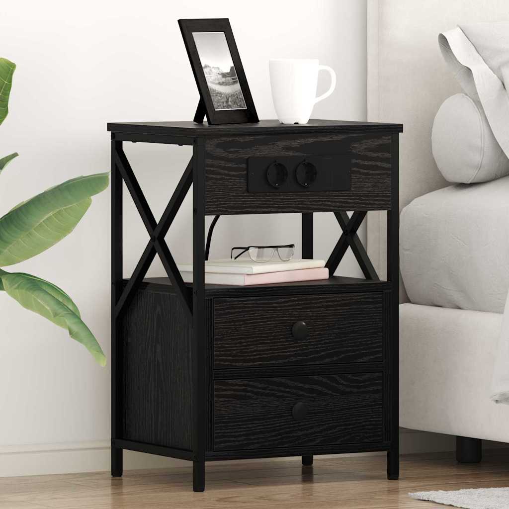 vidaXL Armario de Noche 2 uds. Roble Negro 40 x 31 x 60 cm
