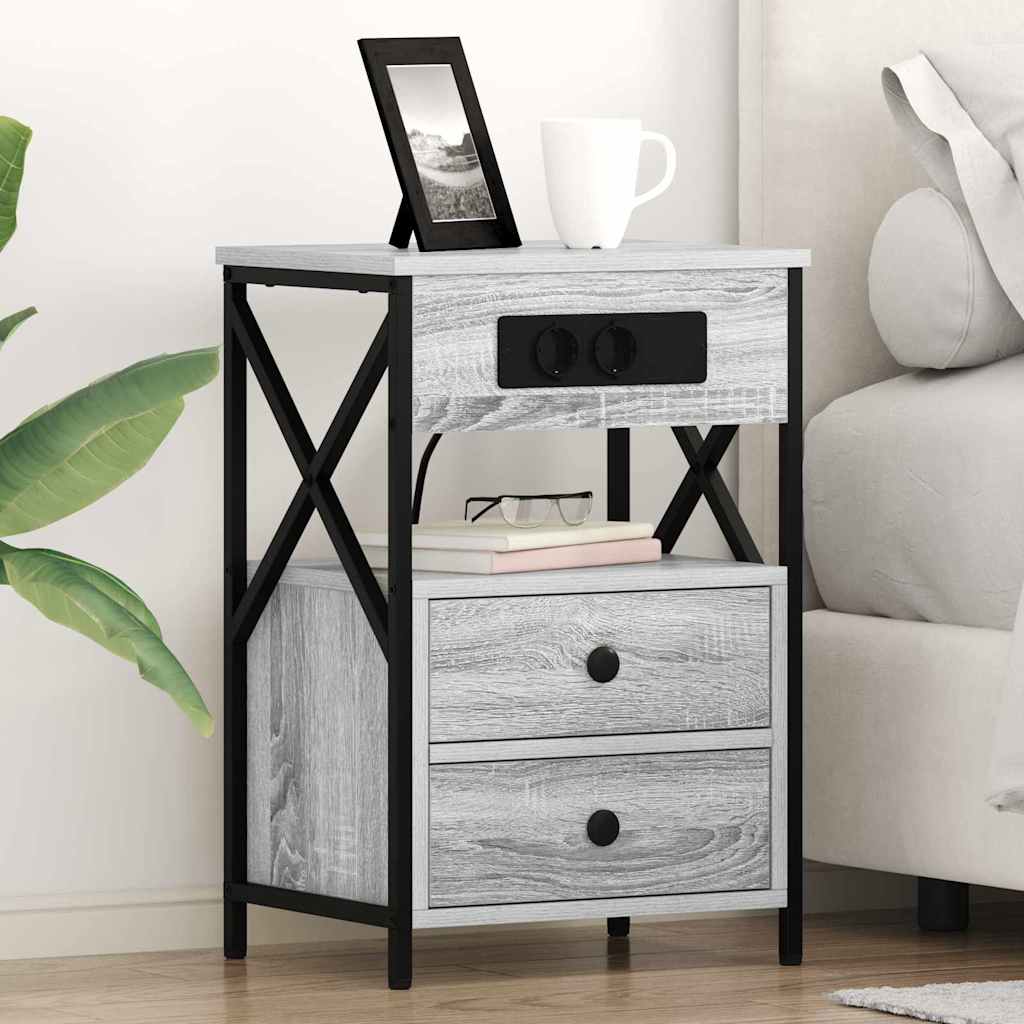 vidaXL Armario de Noche Gris Sonoma 40 x 31 x 60 cm