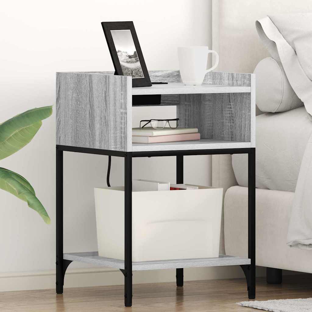 vidaXL Armario de Noche 2 uds. Gris Sonoma 40 x 40 x 61 cm