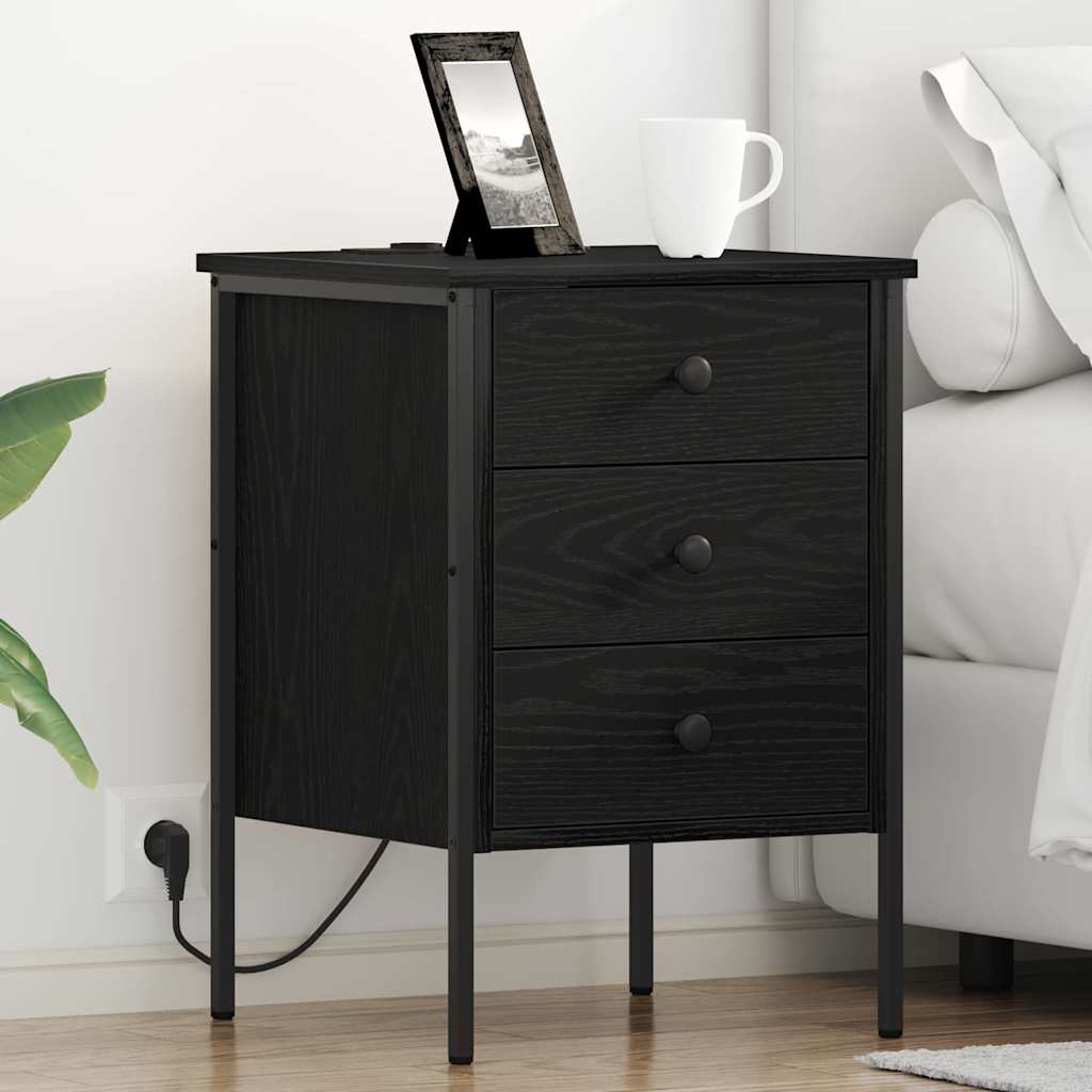 vidaXL Armario de Noche Roble Negro 42 x 41 x 61 cm