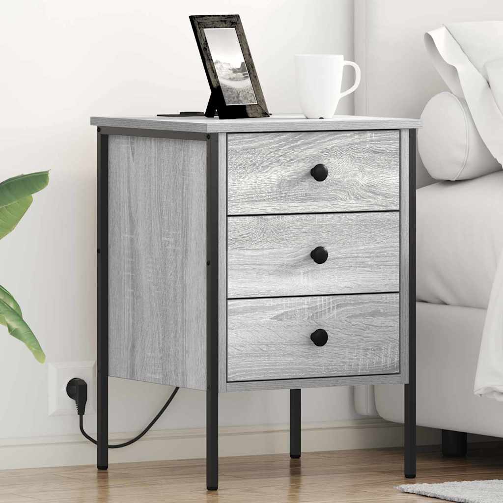 vidaXL Armario de Noche 2 uds. Gris Sonoma 42 x 41 x 61 cm
