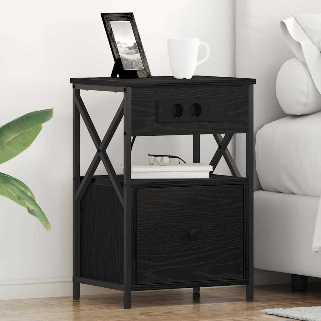 vidaXL Armario de Noche 2 uds. Roble Negro 40 x 31 x 60 cm