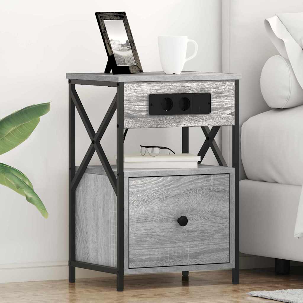 vidaXL Armario de Noche 2 uds. Gris Sonoma 40 x 31 x 60 cm