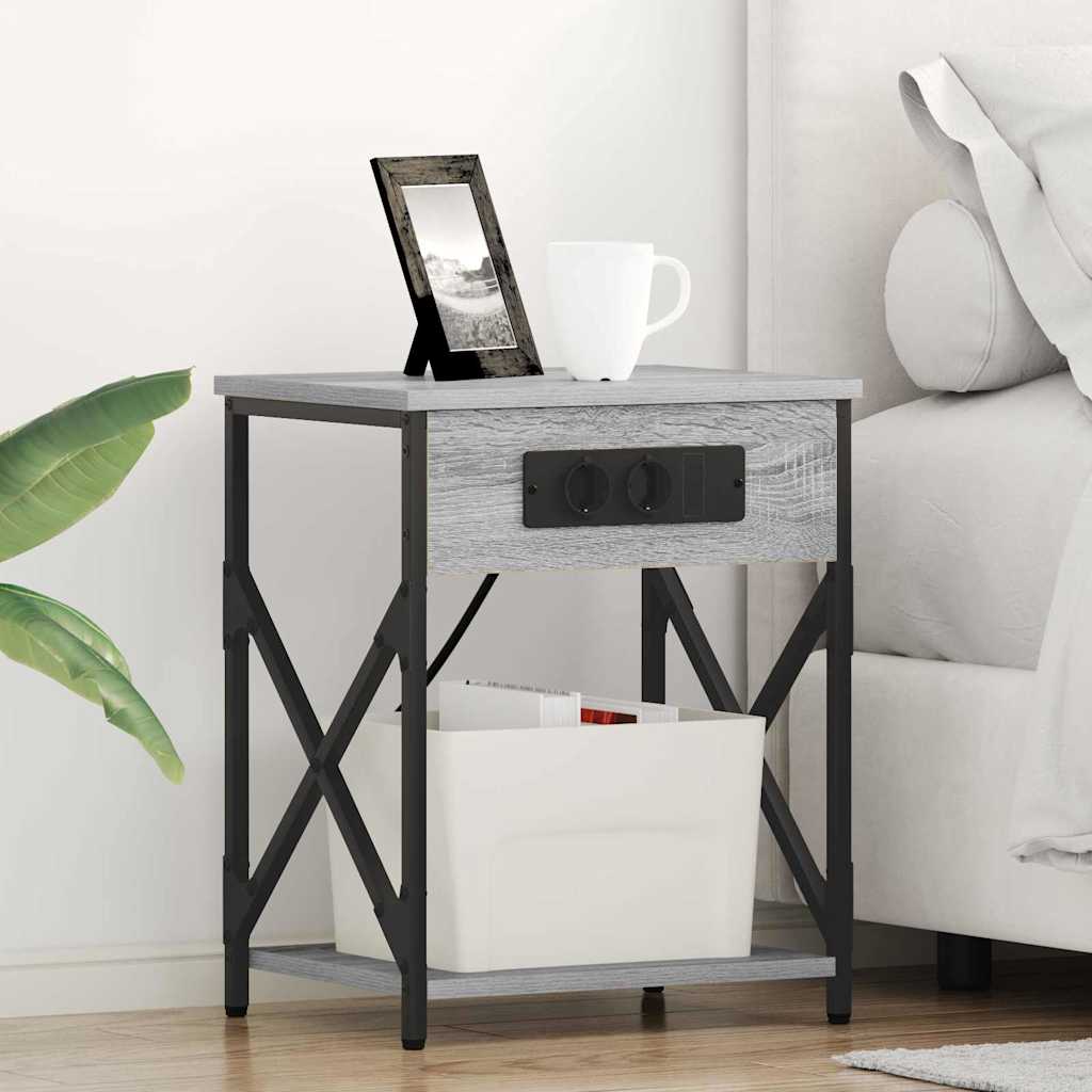 vidaXL Armario de Noche 2 uds. Gris Sonoma 41 x 31 x 51 cm