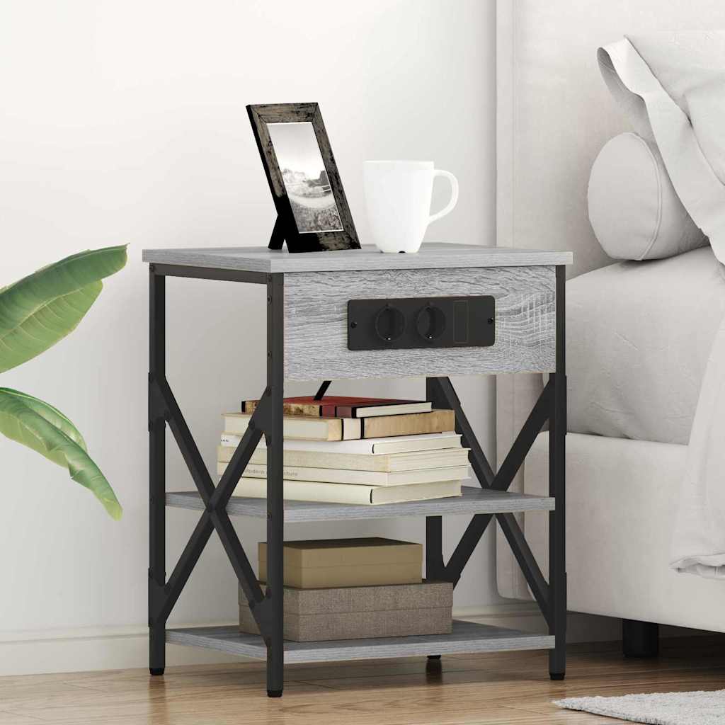 vidaXL Armario de Noche Gris Sonoma 41 x 31 x 51 cm