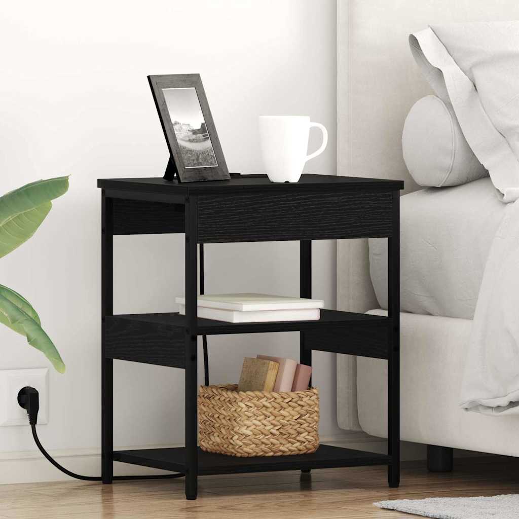 vidaXL Armario de Noche 2 uds. Roble Negro 41 x 31 x 51 cm