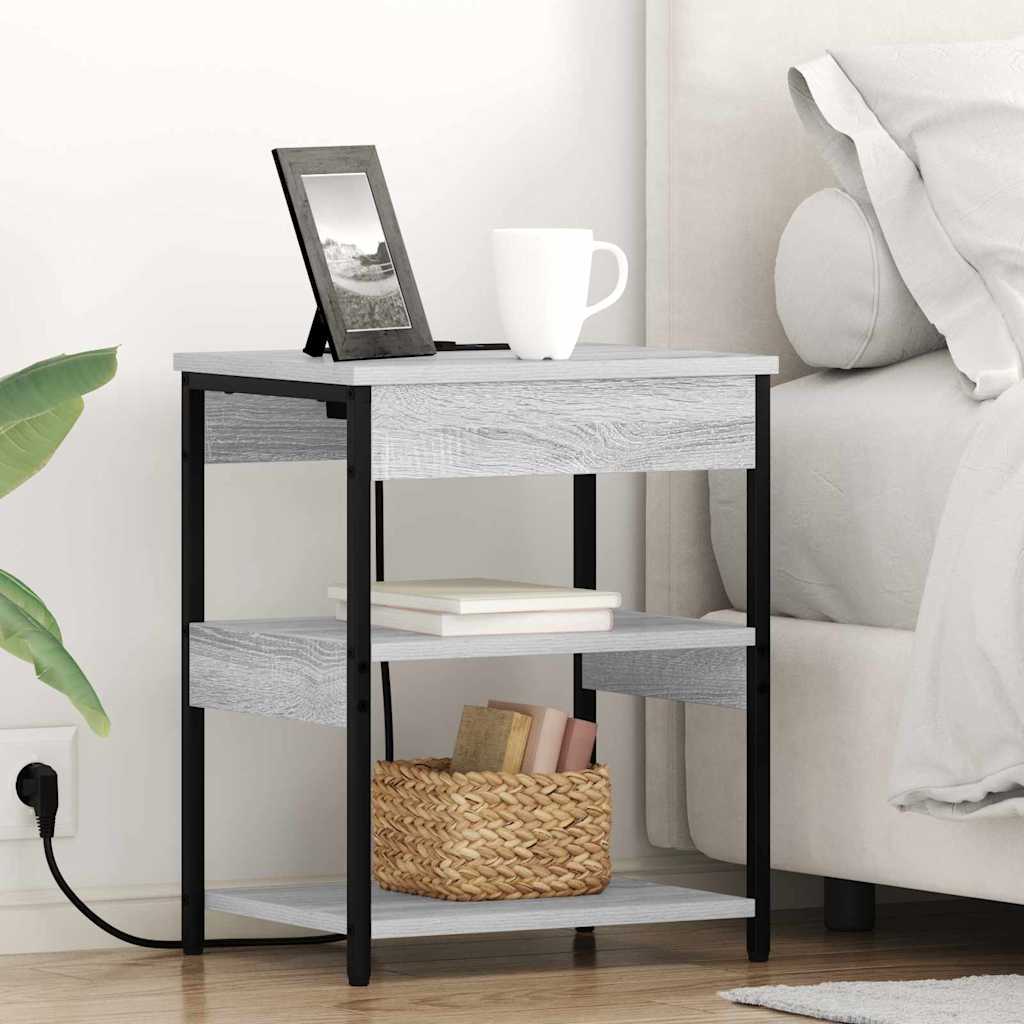 vidaXL Armario de Noche 2 uds. Gris Sonoma 41 x 31 x 51 cm