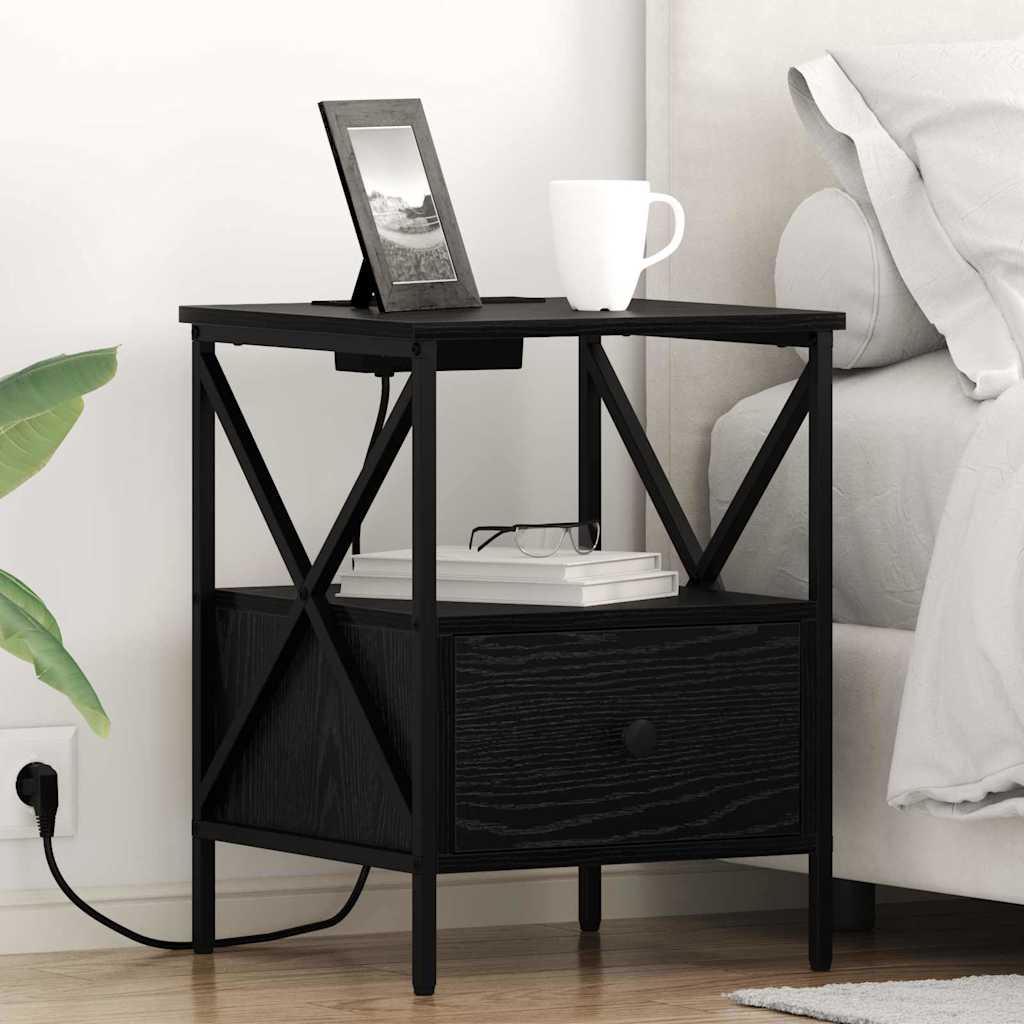 vidaXL Armario de Noche 2 uds. Roble Negro 41,5 x 40,5 x 55 cm