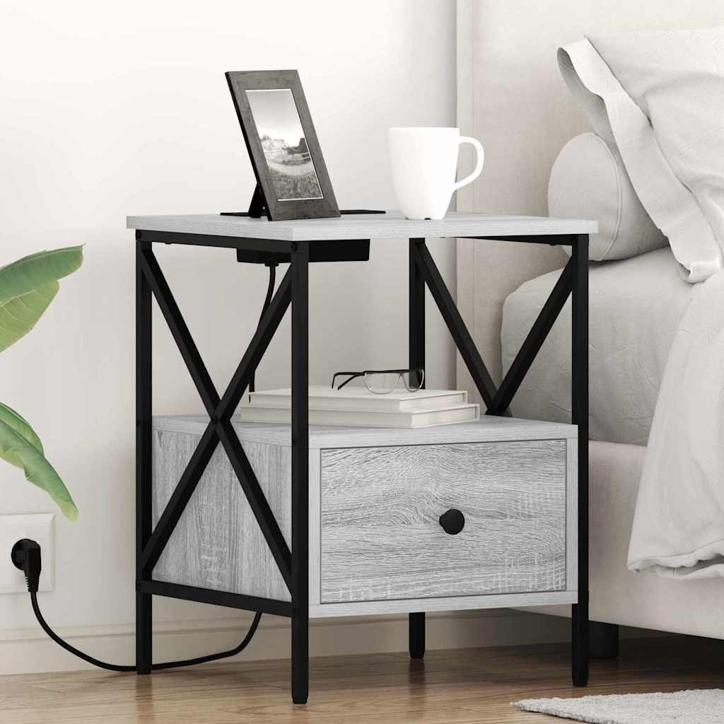 vidaXL Armario de Noche 2 uds. Gris Sonoma 41,5 x 40,5 x 55 cm