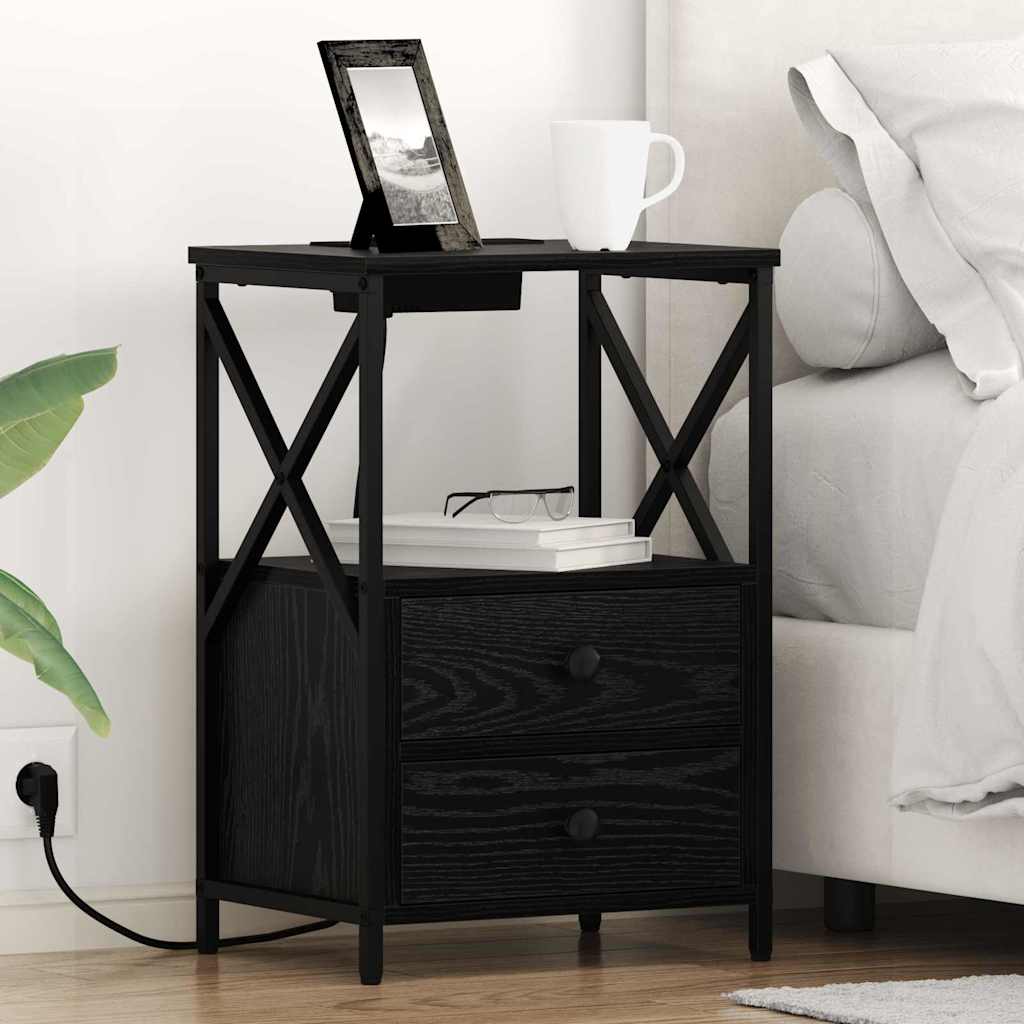 vidaXL Armario de Noche 2 uds. Roble Negro 40 x 31 x 60 cm