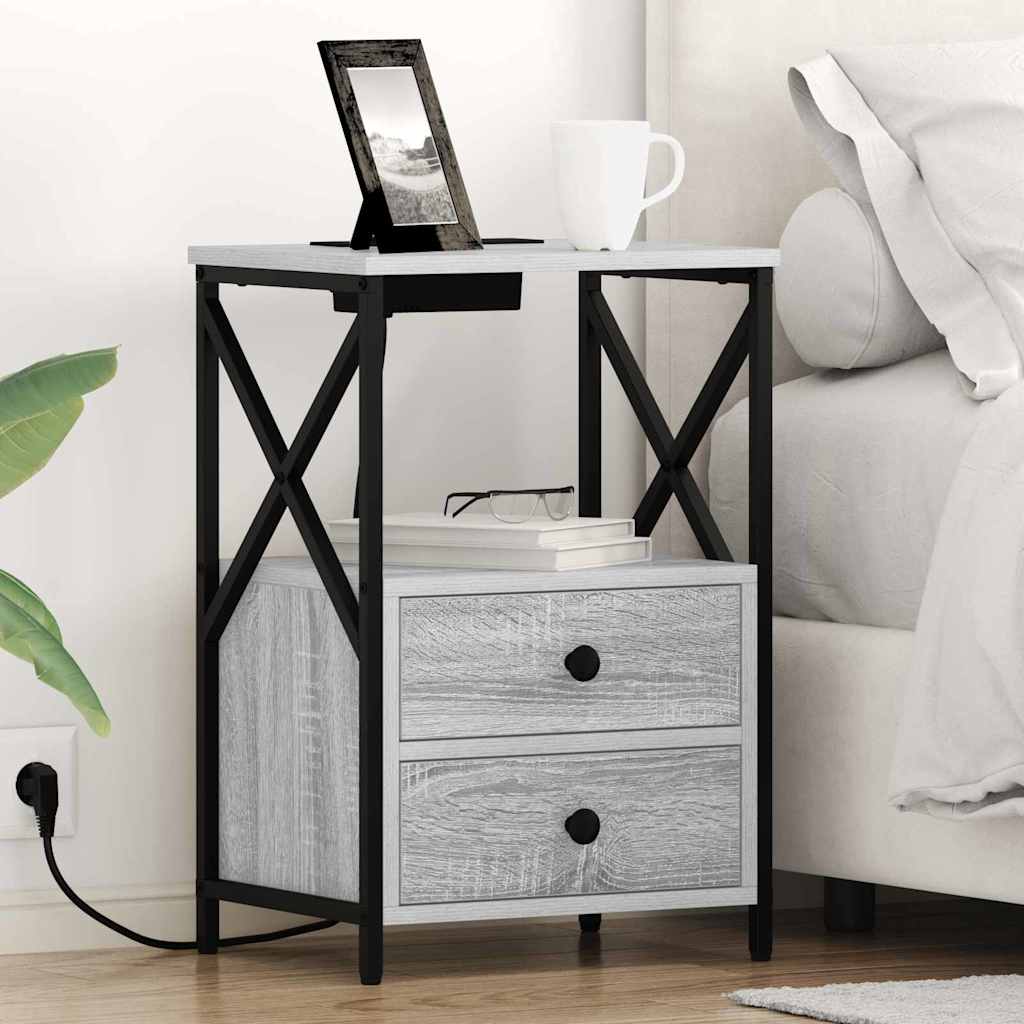 vidaXL Armario de Noche Gris Sonoma 40 x 31 x 60 cm