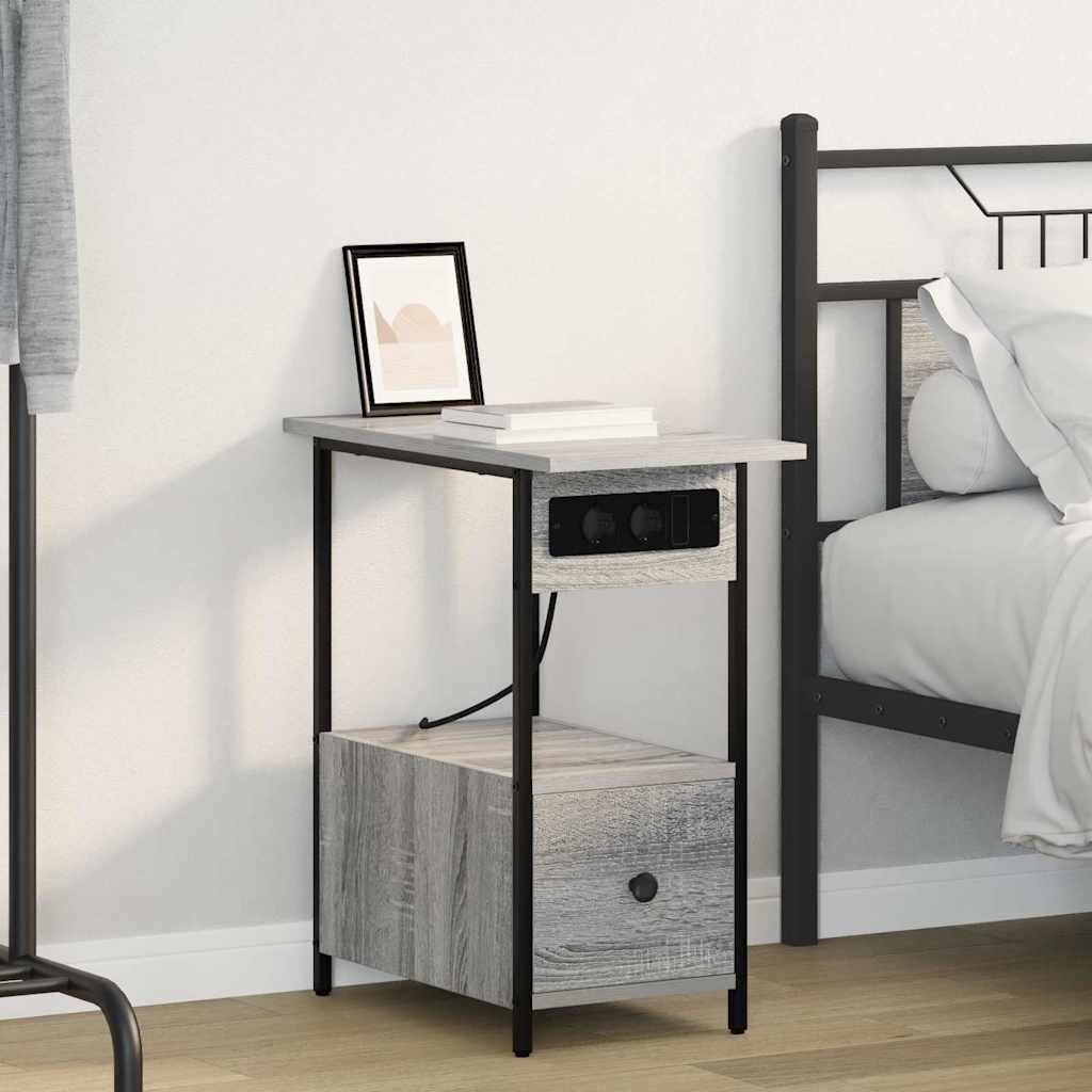 vidaXL Armario de Noche Gris Sonoma 60 x 30 x 61 cm
