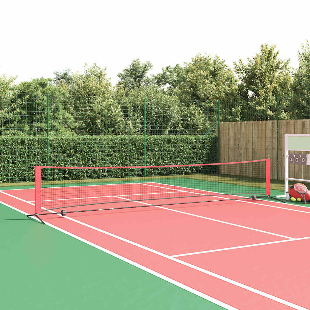 vidaXL Red de tenis Manual Negro y rojo 494,5 x 90 x 87 cm Poliéster