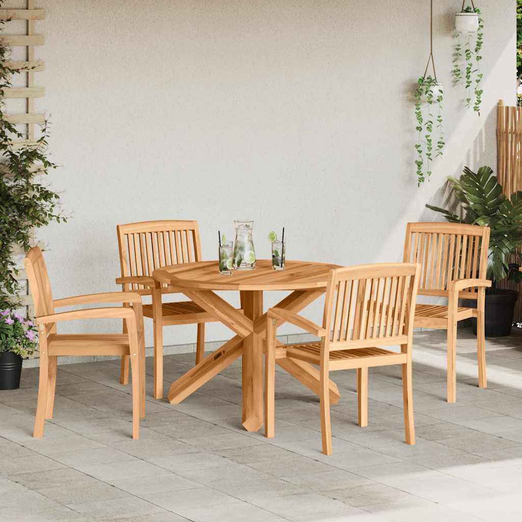 vidaXL Conjunto de Comedor de Jardín 5 uds. Natural