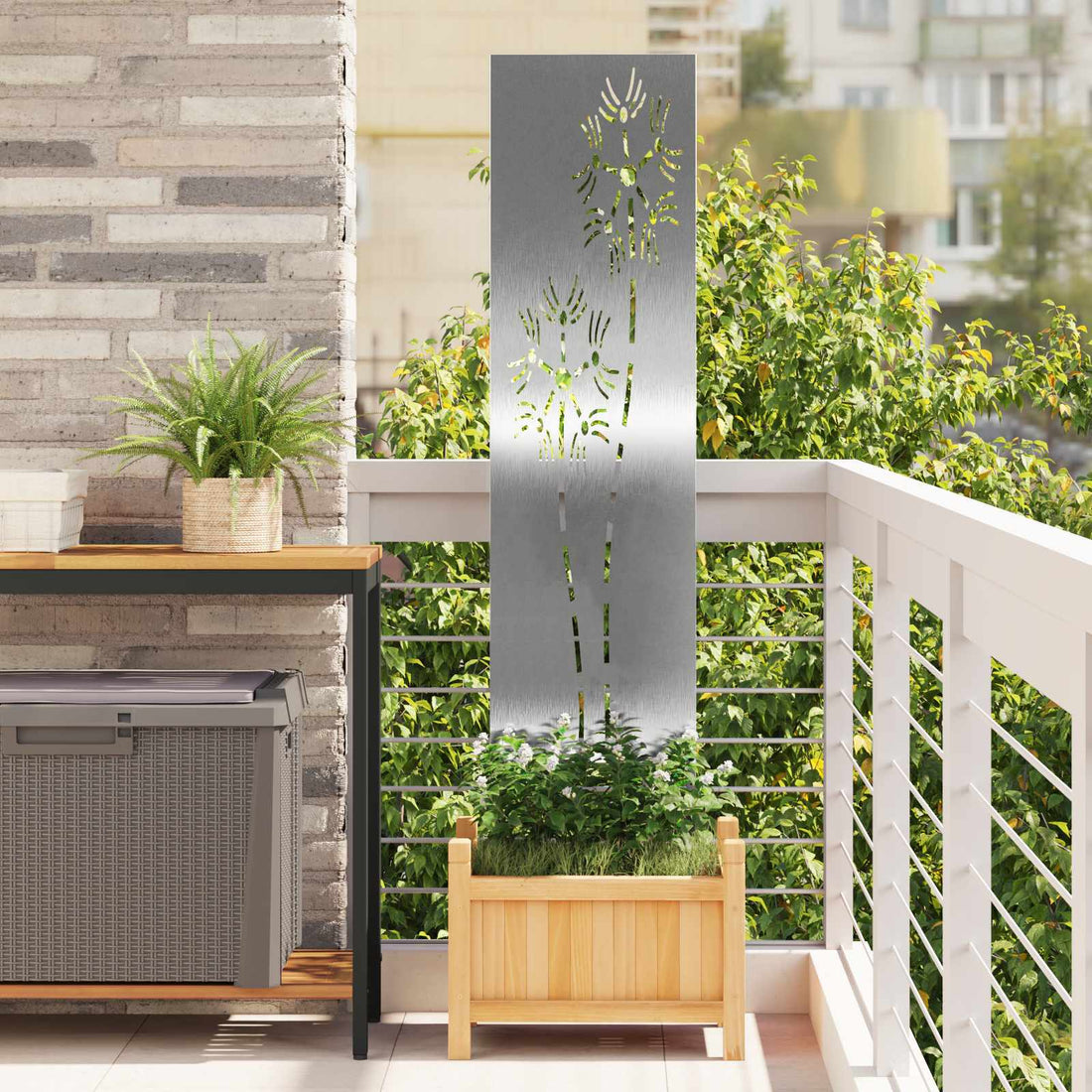 vidaXL Pantalla de Privacidad para Jardín Calado Plateado 32 x 140 cm