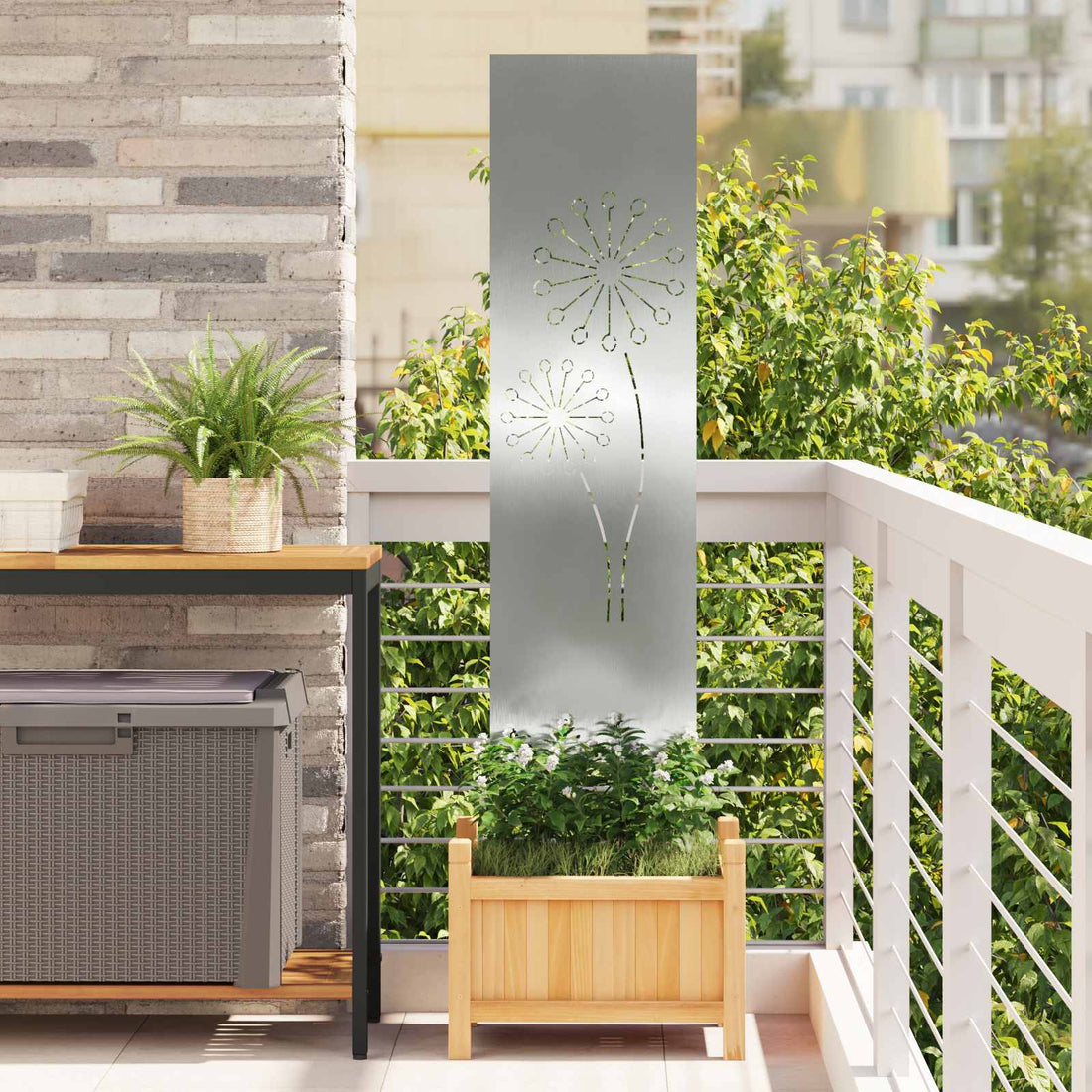 vidaXL Pantalla de Privacidad para Jardín Calado Plateado 32 x 140 cm