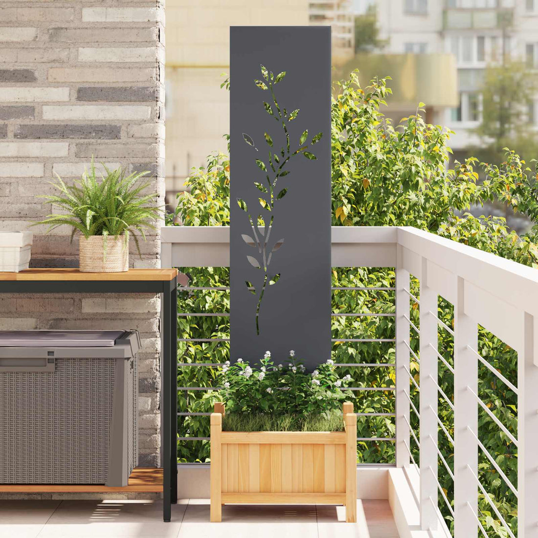 vidaXL Pantalla de Privacidad para Jardín Floral Antracita 32 x 140 cm