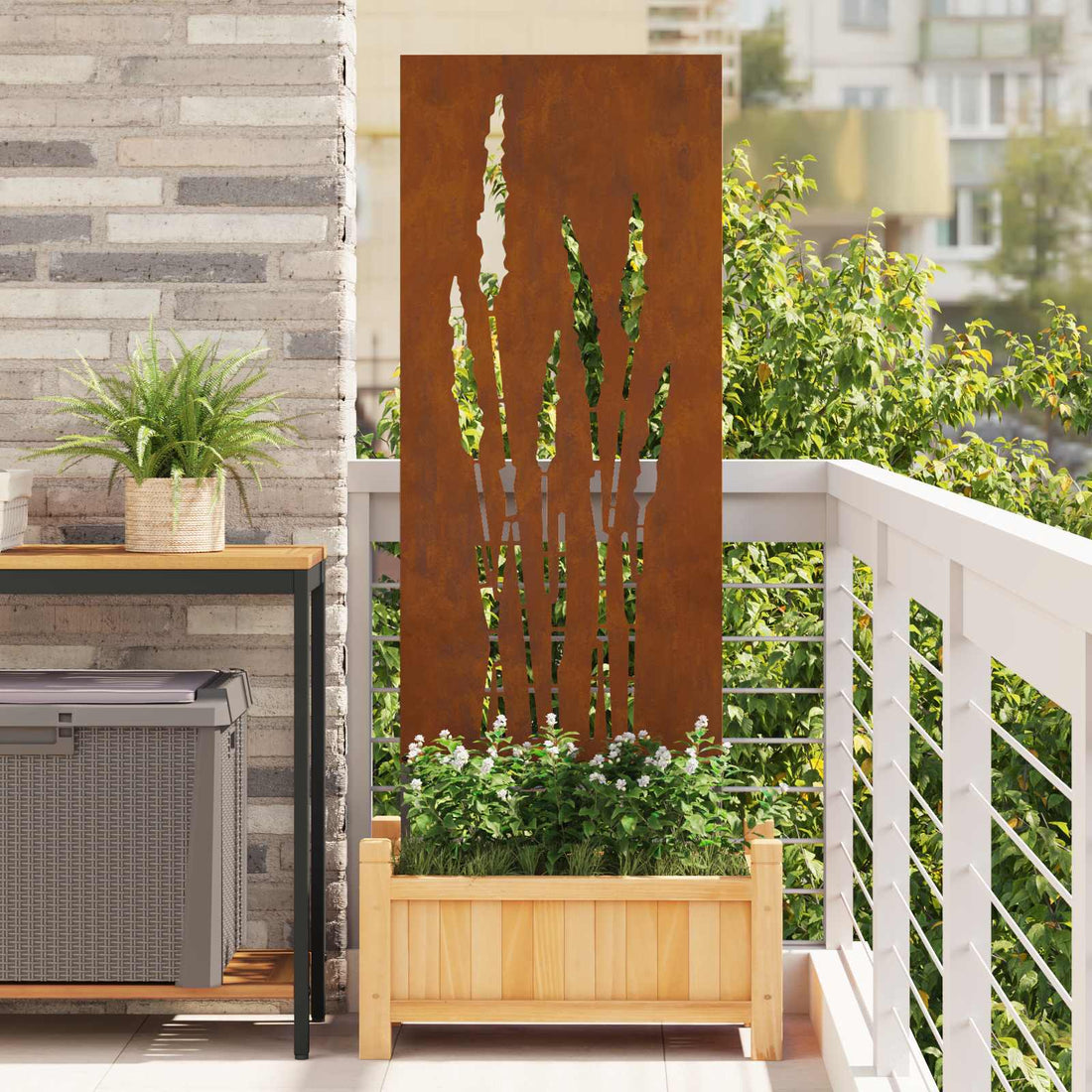 vidaXL Pantalla de Privacidad para Jardín Floral Oxidado 50 x 140 cm