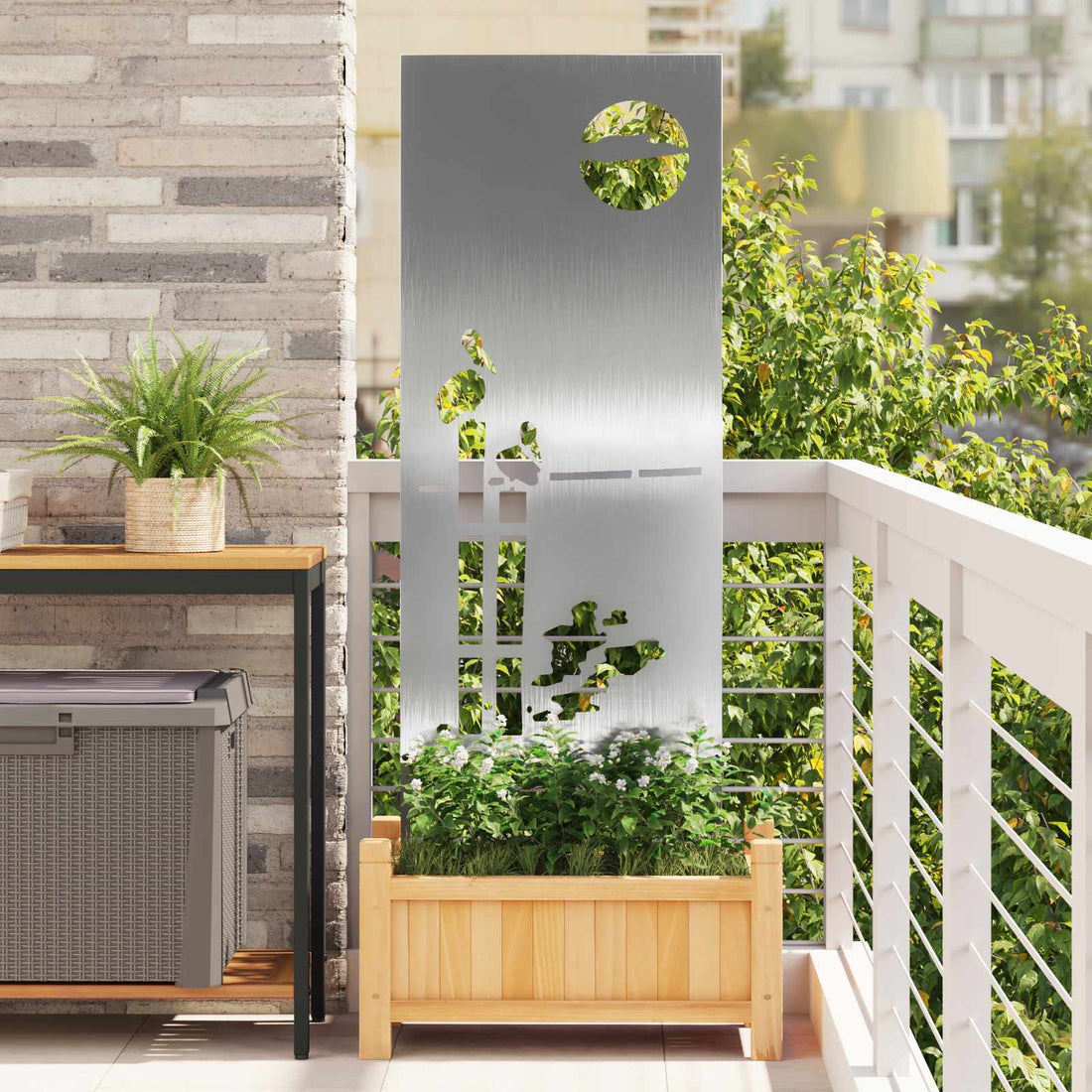 vidaXL Pantalla de Privacidad para Jardín Calado Plateado 50 x 140 cm