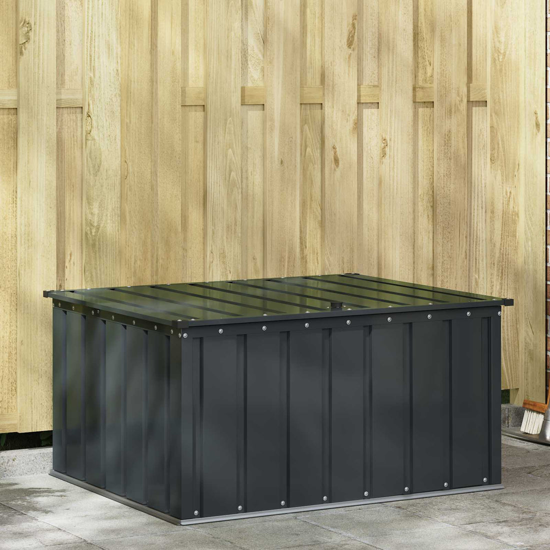 vidaXL Caja de Almacenamiento para Jardín Negro 101 x 82 x 50 cm Acero