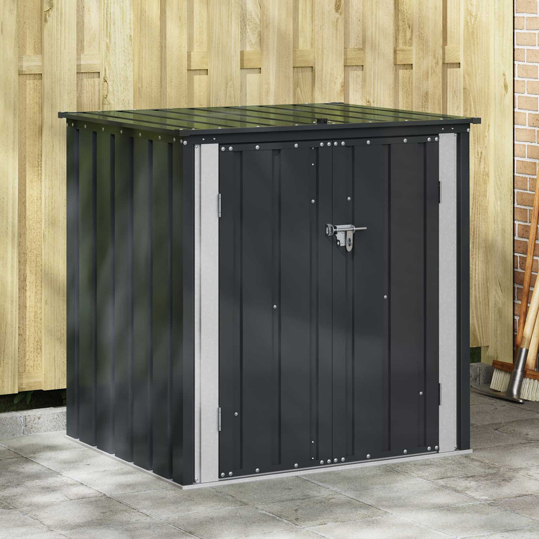 vidaXL Caja de Almacenamiento para Jardín Negro 101,5 x 82 x 100 cm