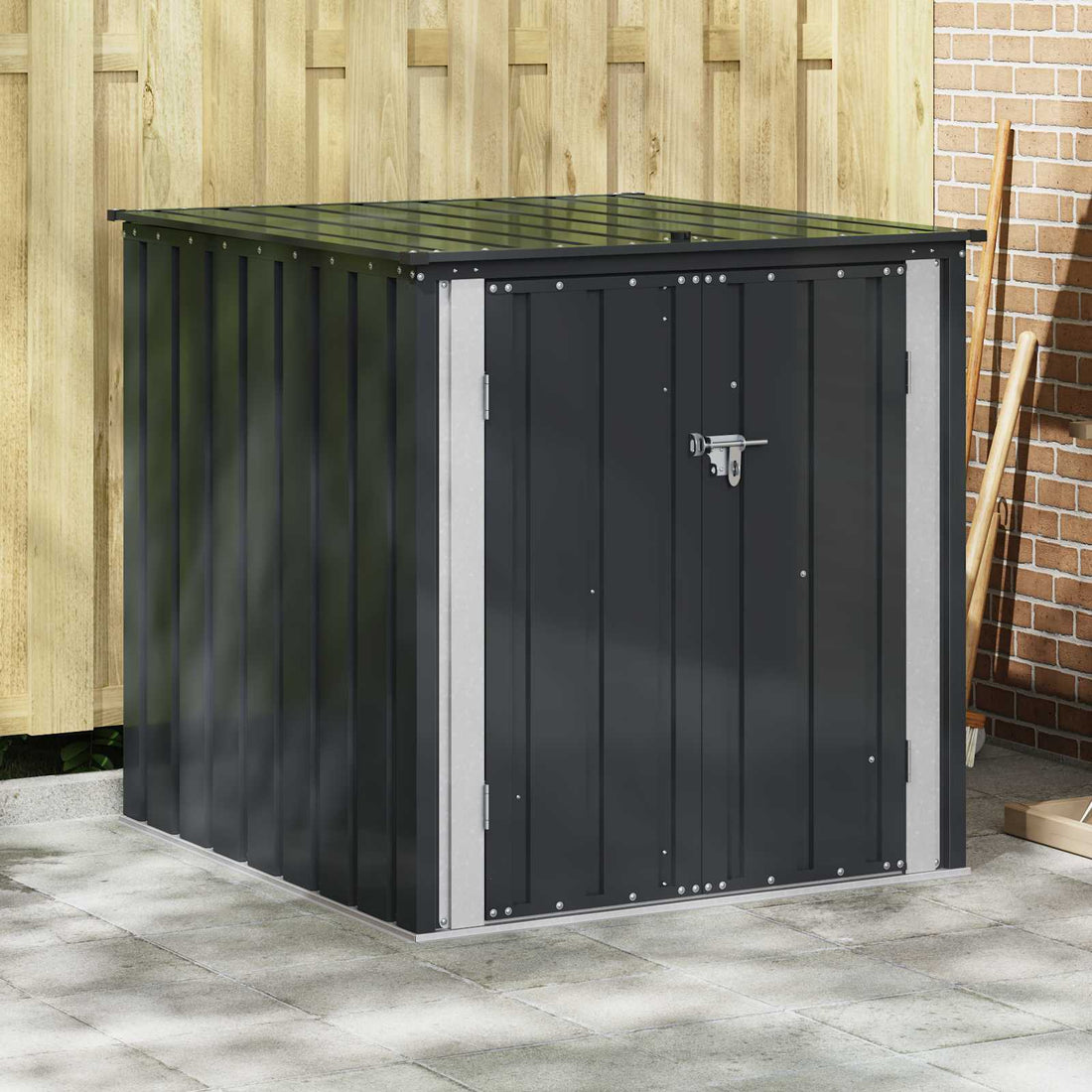 vidaXL Caja de Almacenamiento para Jardín Negro 101,5 x 107 x 100 cm