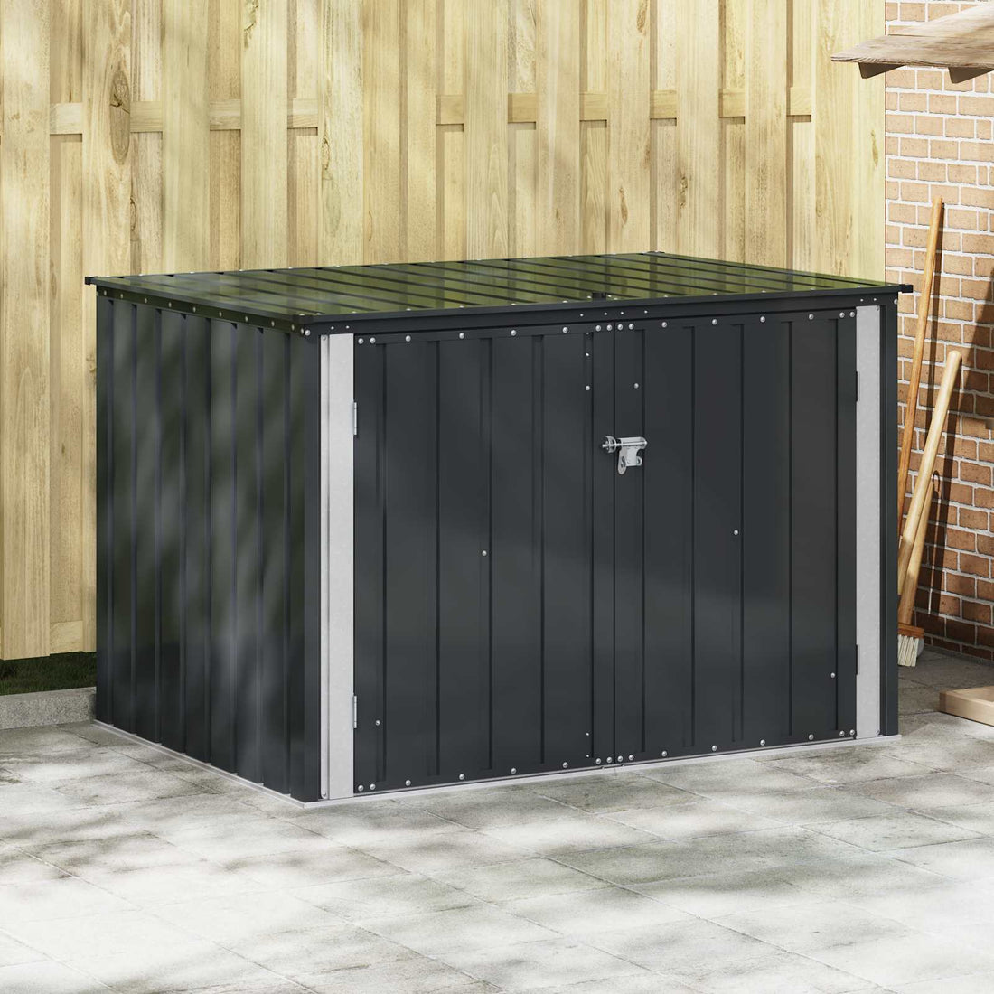 vidaXL Caja de Almacenamiento para Jardín Negro 151,5 x 107 x 100 cm