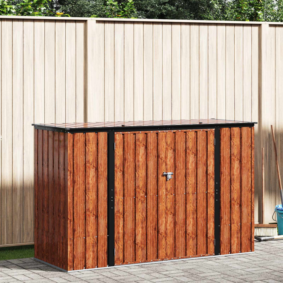 vidaXL Caja de Almacenamiento para Jardín Marrón 214 x 82 x 132 cm